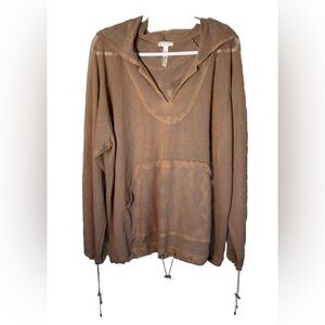 Free People Movement Tan Mesh Hoodie with adjustable waist/wrists Size L